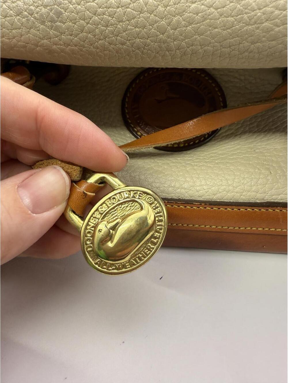 Dooney & Bourke Vintage Leather and Pebbled Leather Satchel Doctor's Bag - Picture 4 of 12